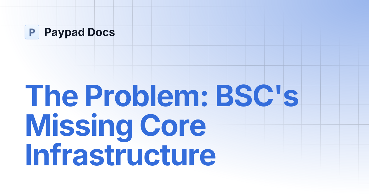 The Problem: BSC's Missing Core Infrastructure | Paypad Docs